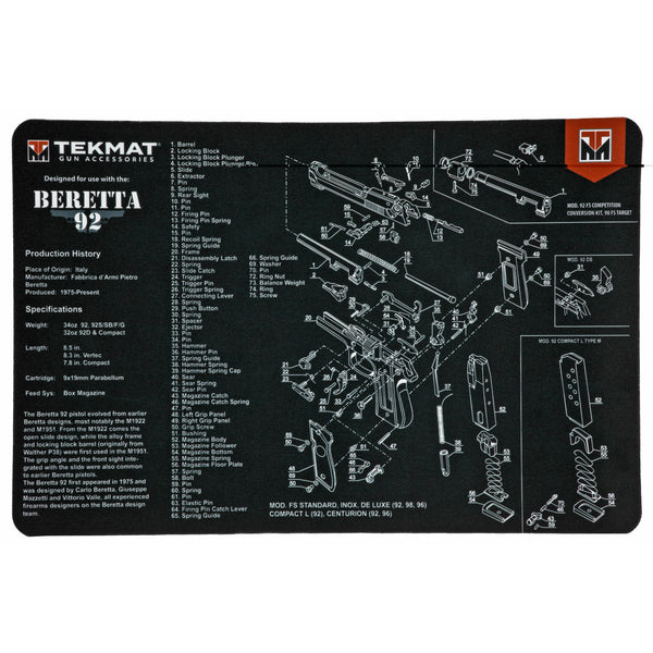 Pistol Mat Beretta 92 Black