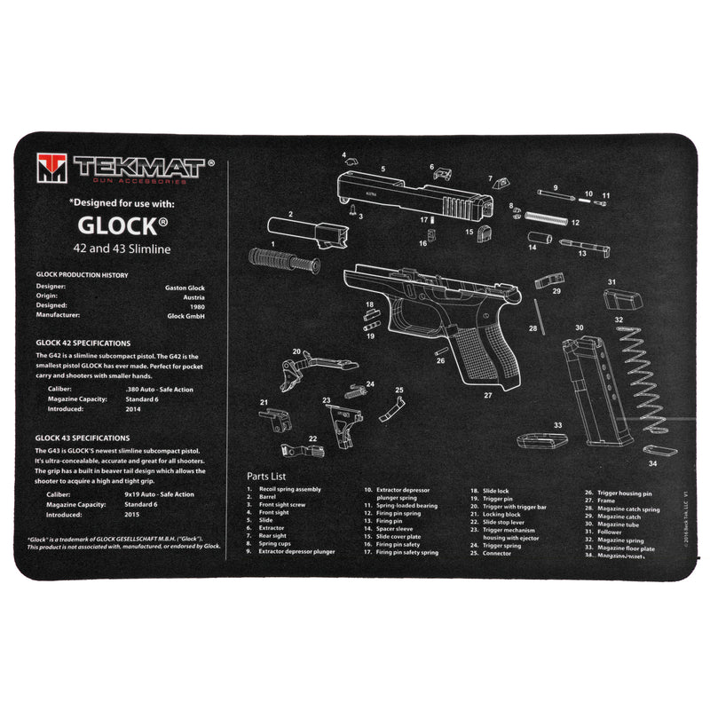 Pistol Mat For Glock 42 / 43 Black