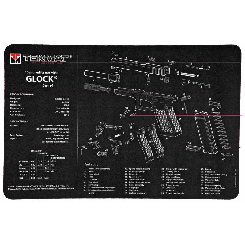 Pistol Mat For Glock Gen 4 Black