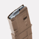 Top view of PMAG 30 GEN M3 in MCT (Medium Coyote Tan) with grey anti-tilt follower